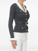 Self Portrait Belted Ribbed Cardigan