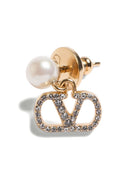 Valentino Garavani V Logo Signature Strass Pearl Earrings