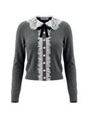 Self Portrait Lace Collar Cardigan
