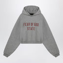 Fear of God Essentials sudadera gris cortada con logotipo