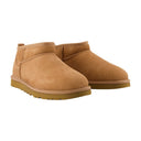 Classic Ultra Mini Ankle Boots Ugg Leather Chestnut