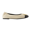 Claire Cap Toe Ballerinas Tory Burch Leather Cream