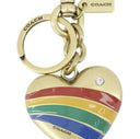 Metal Heart Keyring Coach Leather Multi