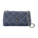 Il portafoglio a doppia catena sulla catena marc jacobs blu cotone