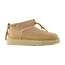 W Ultra Mini sprenerowane regenerowane buty Ugg Leather Beige