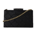 Mini billetera Fleming en la cadena Tory Burch Leather Black