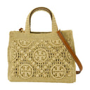 T Monogram torba na zakupy Tory Burch Raffia Green