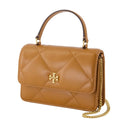 Kira Diamond Mini Top Handle Wallet On Chain Tory Burch Leather Brown