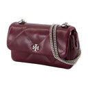 Kira Diamond Mini Flap Shoulder Bag Tory Burch Leather Burgundy