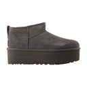 Classic Ultra Mini Platform Ankle Boots Ugg Leather Grey