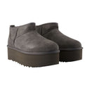 Classic Ultra Mini Platform Ankle Boots Ugg Leather Grey