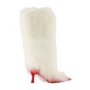 Ambush Fur Heel Boots Ugg Fur White/Red