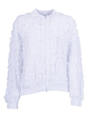 Bomber in cashmere Kangra con zip intera con frange e tasche
