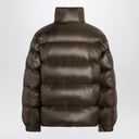 Veste Moncler Brown Down en nylon laqué