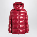 Moncler Ruby Red Down Jacke in lackiertem Nylon