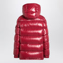 Moncler Ruby Red Down Jacke in lackiertem Nylon