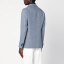 Giacca a petto singolo a blu chiaro di tagliatore in lino e cotone