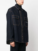 Palm Angels Palm Angles Logo Embroidered Denim Shirt