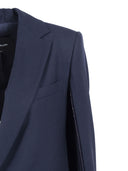 Fabiana Filippi Giacca Over Con Coulisse Dietro In Frescolana Color Blu Notte