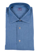 Mazzarelli Camicie Camicia aus Cotone-Denim in schmaler Passform