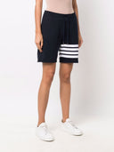 Thom Browne Mid Thigh Shorts W/ Engineered 4 Bar In Classic Loopback