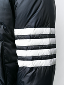 Thom Browne Downfilled Snap Front Detachable Hood Bomber W/ 4 Bar In Matte Finish Nylon