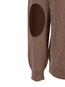 Kangra Cashmere Girocollo Basico Rasato Calato C/Toppe Alcantara