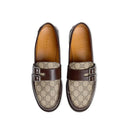 Gucci Leather Gg Supreme Loafers