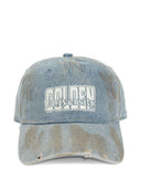 Berretto da baseball Golden Goose Journey in cotone denim Officina Wash/stampa dorata
