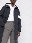 Thom Browne Down Filled Below Knee Hooded Shirtdress W/ 4 Bar In Military Ripstop