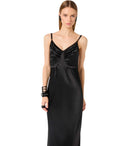 Elisabetta Franchi Red Carpet Black Satin Dress