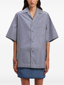 Palm Angels Curved Logo Print Striped Shirt