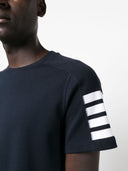 Thom Browne Short Sleeve Tee W/ 4 Bar Stripe In Milano Cotton