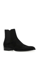 Saint Laurent Black Suede Wyatt Botas de tobillo