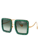 Anna Karin Karlsson Squared Sunglasses Beaming Sky Gold Emerald