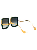 Anna Karin Karlsson Squared Sunglasses Beaming Sky Gold Emerald