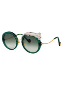 Anna Karin Karlsson Round Sunglasses Rose Et La Roue Crystal Gold Emerald