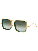 Anna Karin Karlsson Squared Sunglasses White Moon Gold Emerald