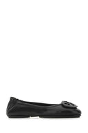 Tory Burch Black Nappa Leather Minnie Ballerinas