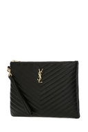 Saint Laurent Black Leather Jolie I Pad Holder