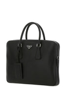 Prada Black Leather Brief Case