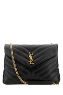 Saint Laurent mittelgroße Loulou-Schultertasche aus schwarzem Leder