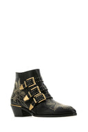 Chloe Embellished Nappa Leather Susanna Ankle Boots