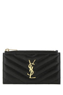 Tarjetero de cuero negro Saint Laurent