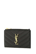 Tarjetero de cuero negro Saint Laurent