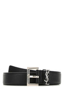 Saint Laurent 블랙 나파 가죽 벨트