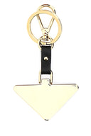 Prada Two Tone Metal And Leather Key Ring