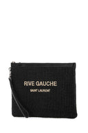 Saint Laurent Black Raffia Clutch