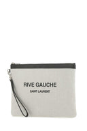 Saint Laurent Sand Canvas Rive Gauche Clutch