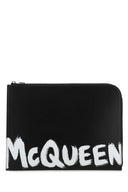 Alexander Mcqueen Black Leather Document Holder